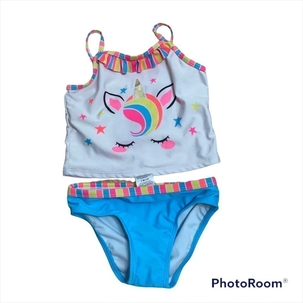 Wonder Nation Unicorn Bikini Two Piece Swim Suit 3T Girls Toddler